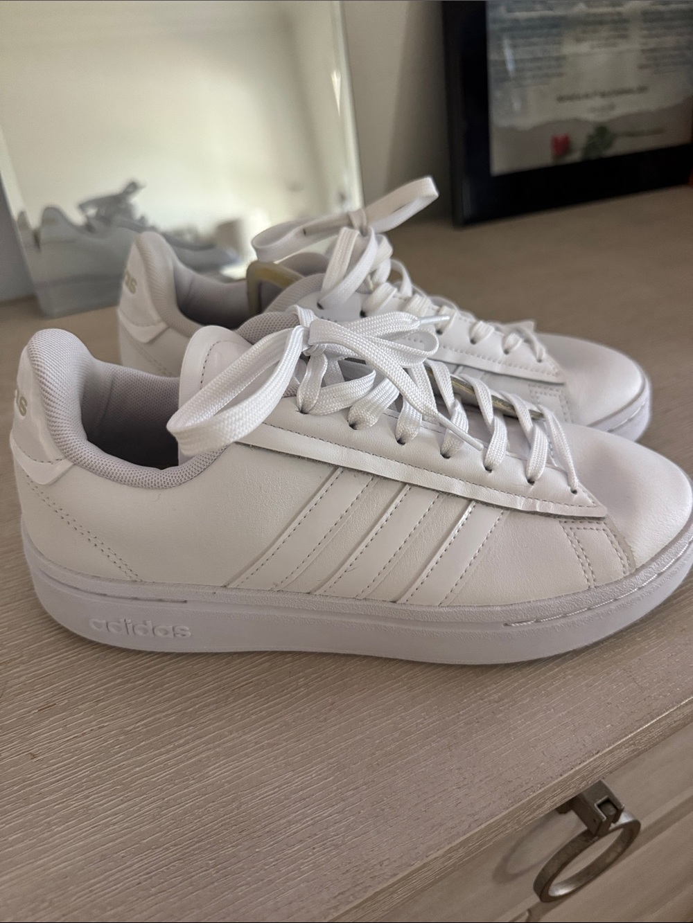 adidas Women’s All-White Low-Profile Lace-Up Sneakers